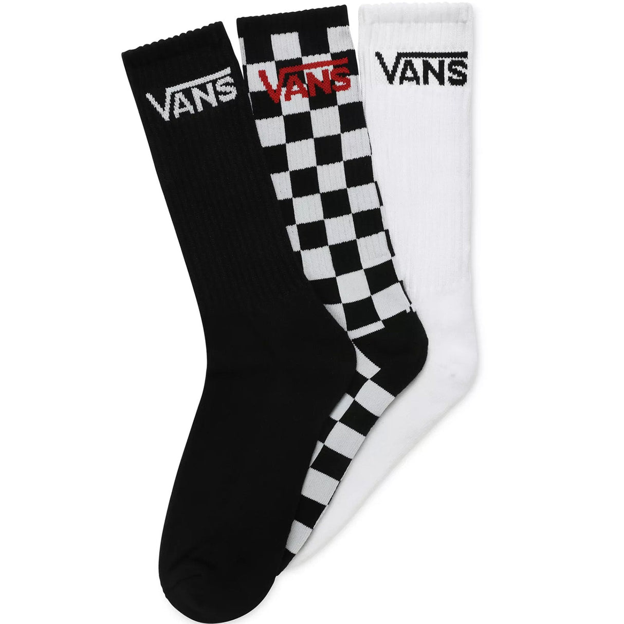 Vans Classic Crew Socks - Black/Checkerboard UK6.5-UK9 (3PK)