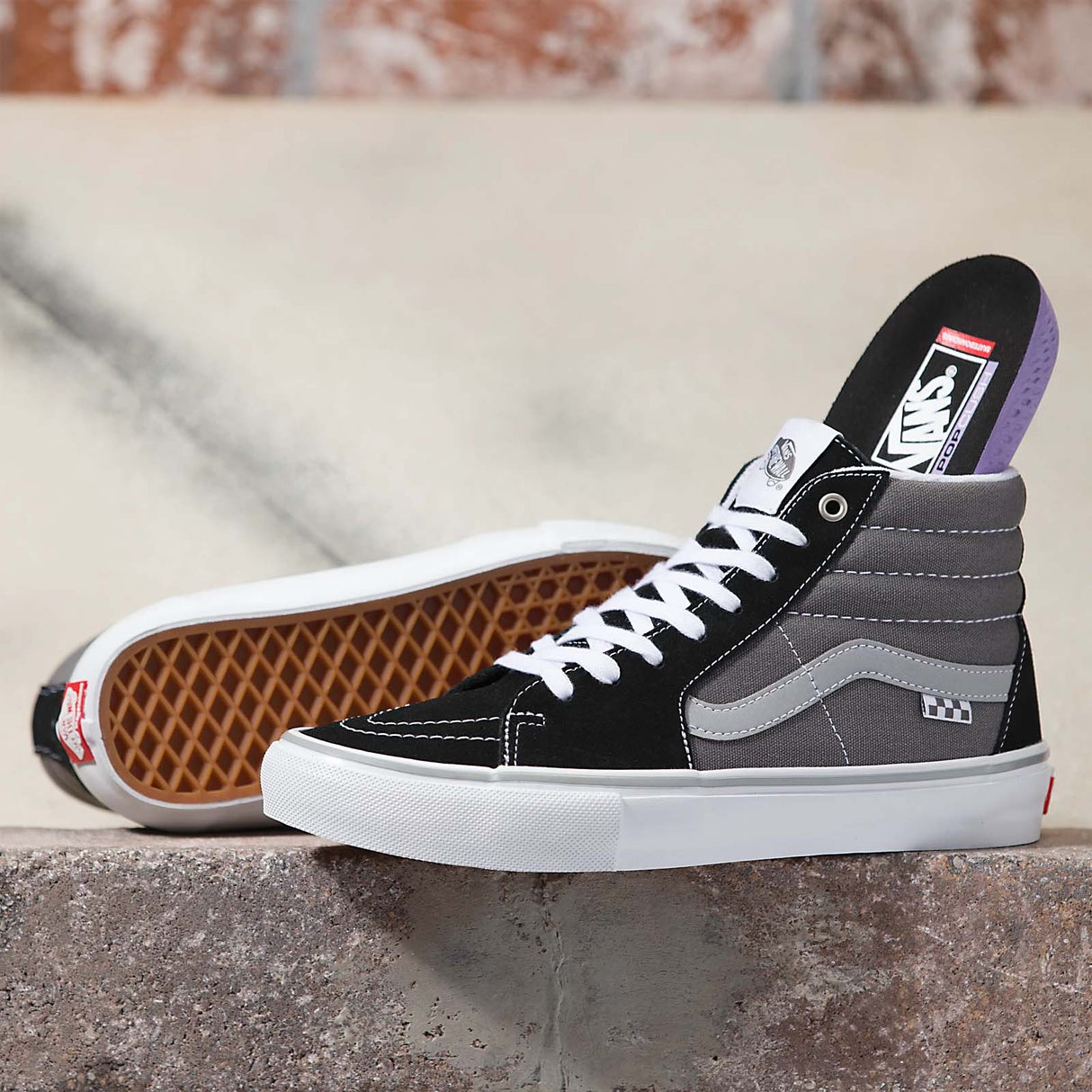 Vans Sk8 Hi Skate Shoes - Reflective Black/Grey