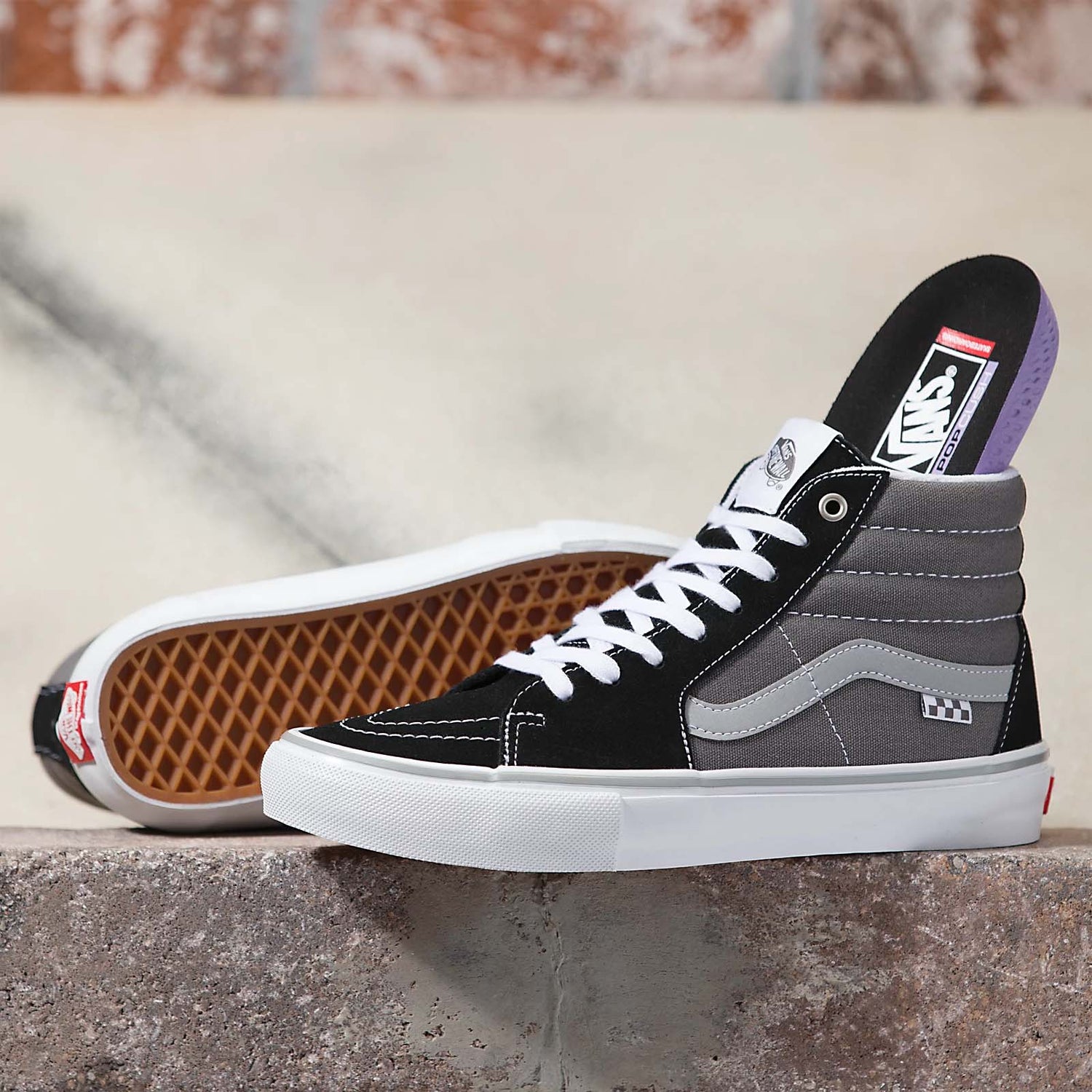 Vans Sk8 Hi Skate Shoes - Reflective Black/Grey