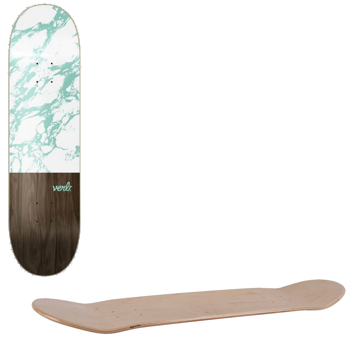 Verb Marble Dip Skateboard Deck - White 8.25''