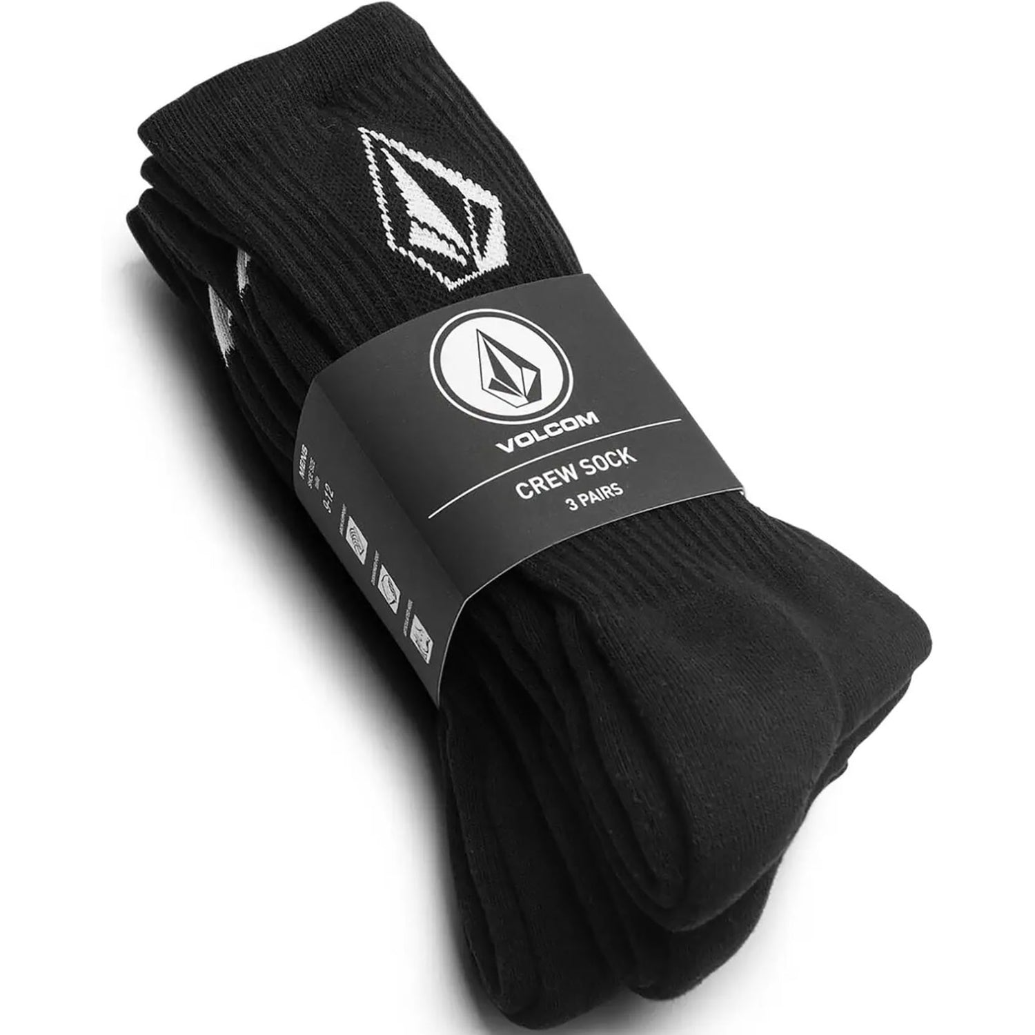 Volcom Full Stone 3-Pack Socks - Black