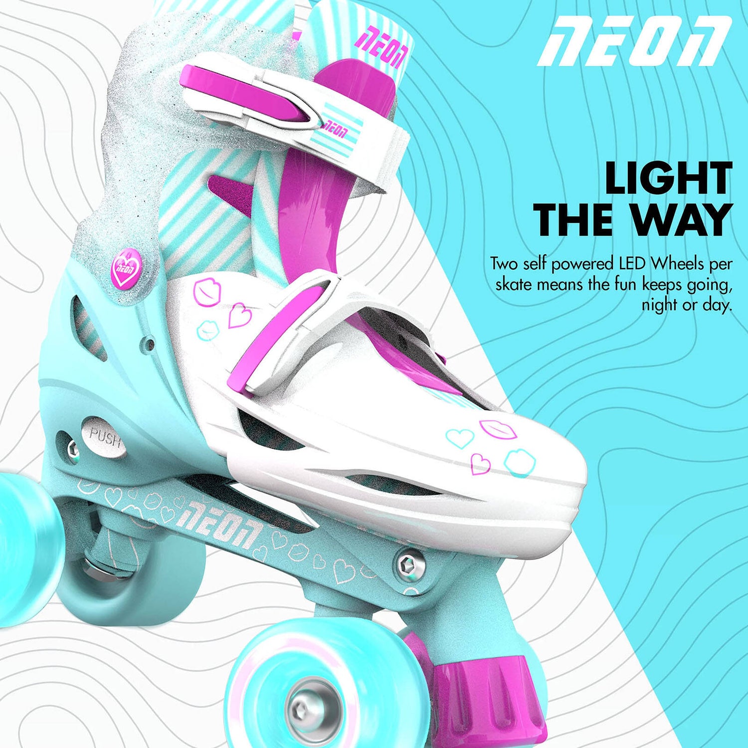 Yvolution Neon Combo 2-In-1 Adjustable Roller Skates - Teal/Pink (UK 2 - UK 5)