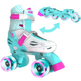 Yvolution Neon Combo 2-In-1 Adjustable Roller Skates - Teal/Pink (UK 2 - UK 5)
