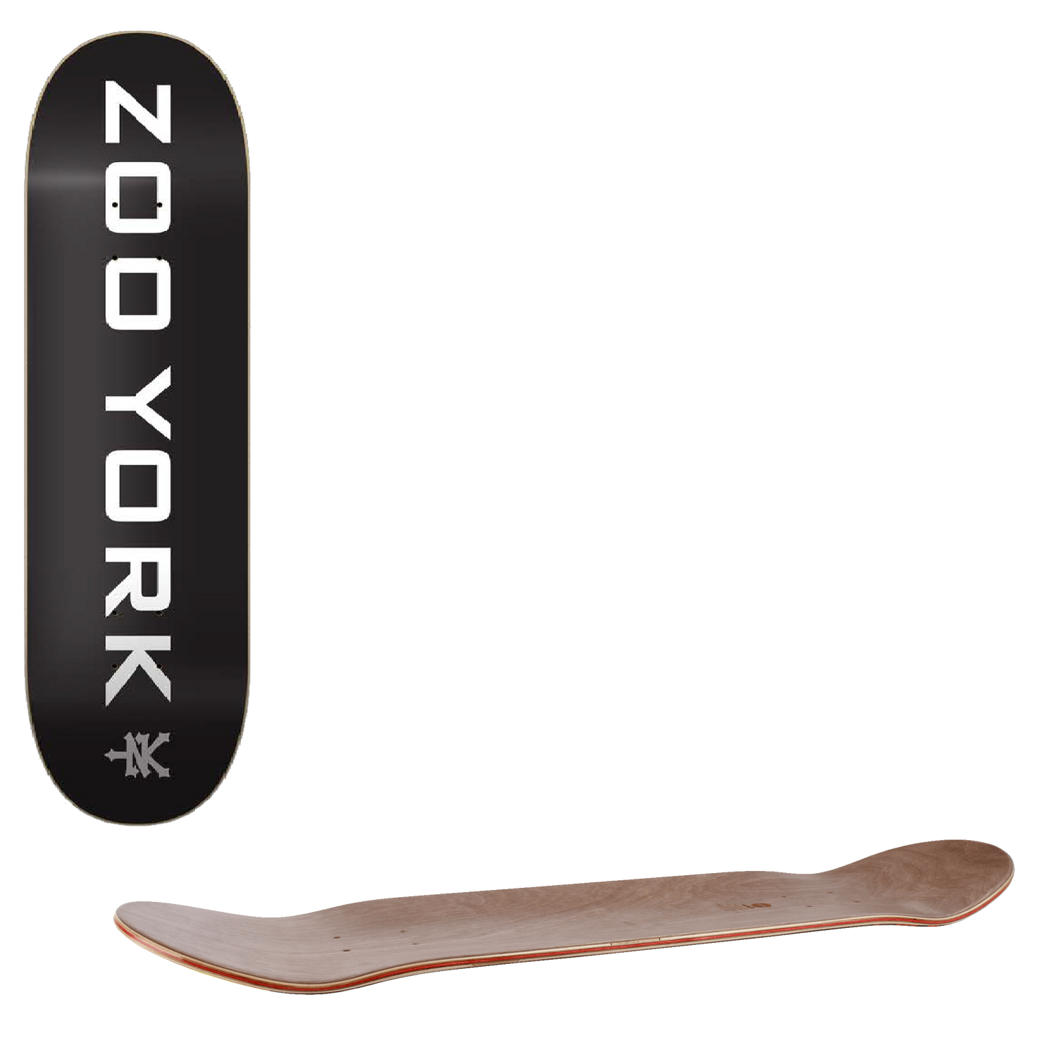 Zoo York OG 95 Logo Block Skateboard Deck - Black/White/Grey 7.75"